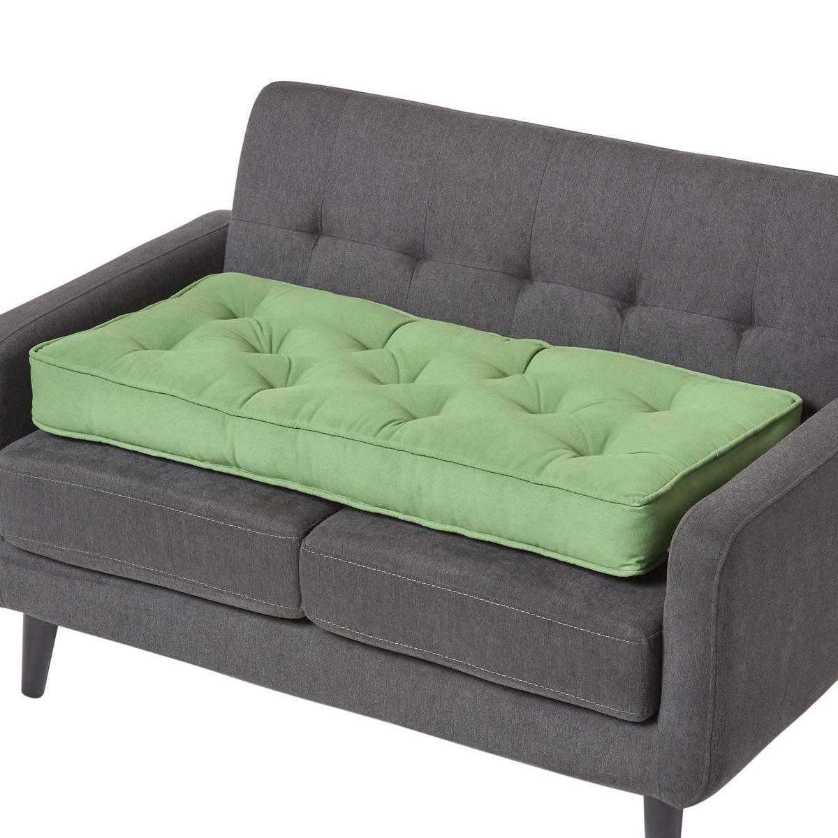 SITZAUFLAGE für Zweisitzer-Sofa 100 x 48 cm – dickes Sitzkissen grün - Grün, Textil (48/100/10cm) - Homescapes