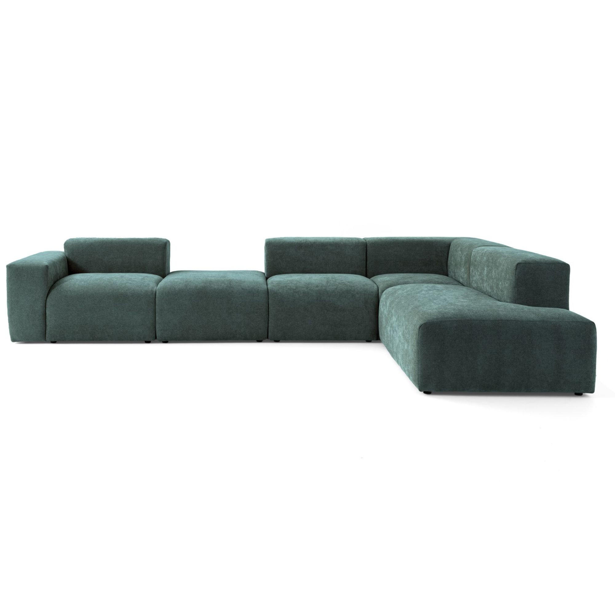 5-SITZER modulares Ecksofa HEAVEN SET 5 Rechts, Breite 380 cm Webstoff Dunkelgrün - Dunkelgrün/Schwarz, Holz/Kunststoff (245/380cm) - Muffo