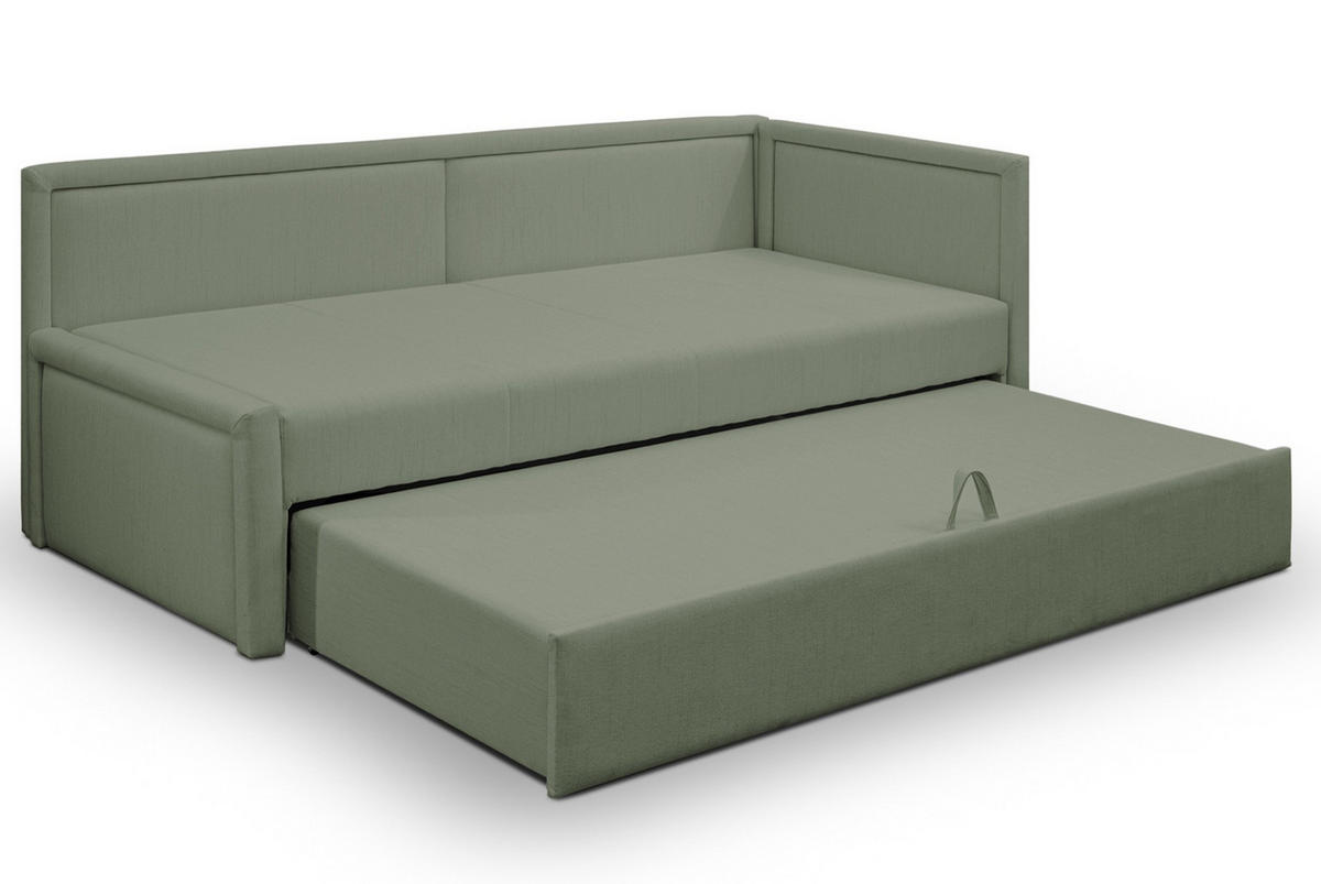 JUGENDBETT Caprili Salbeigrün ausziehbar für 2 Personen - Schwarz/Hellgrün, Holz/Textil (82/189cm) - Selsey