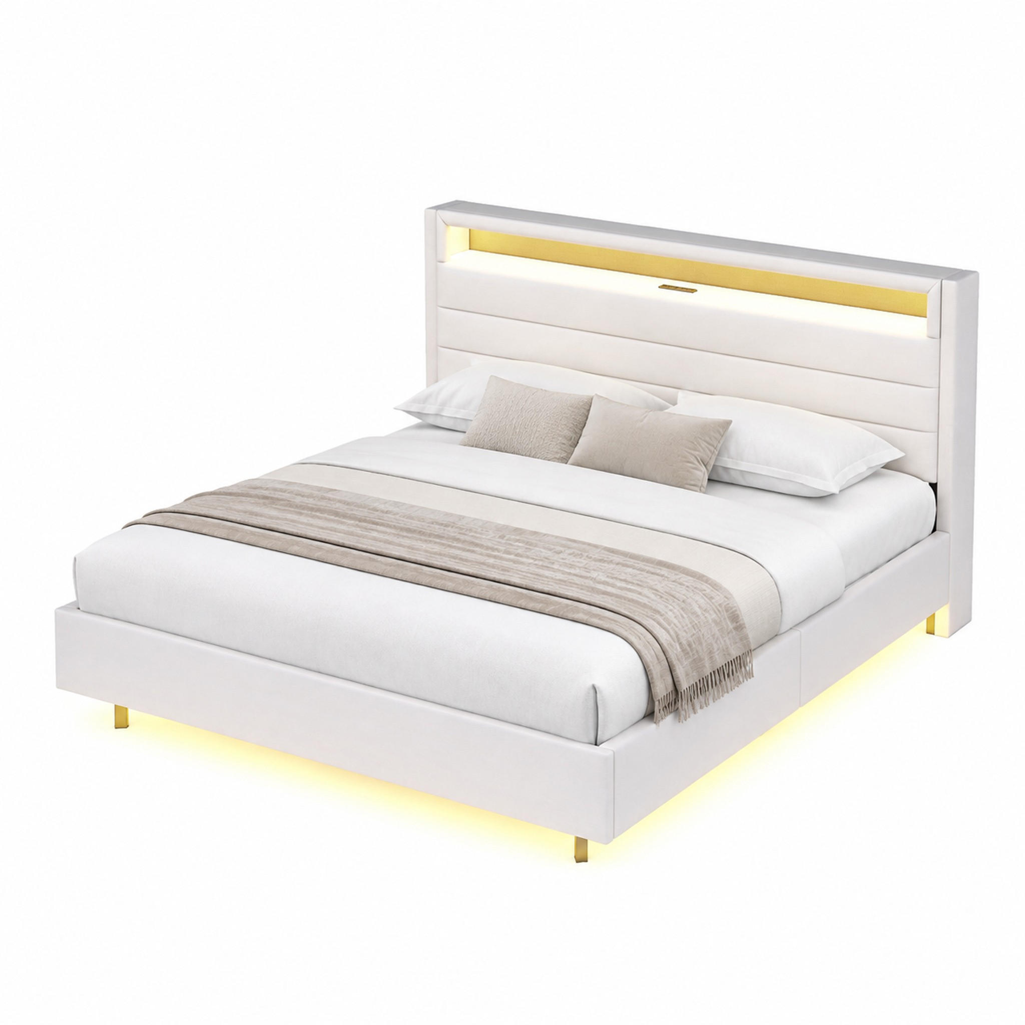 Beauniv Polsterbett Beige 160x200 cm