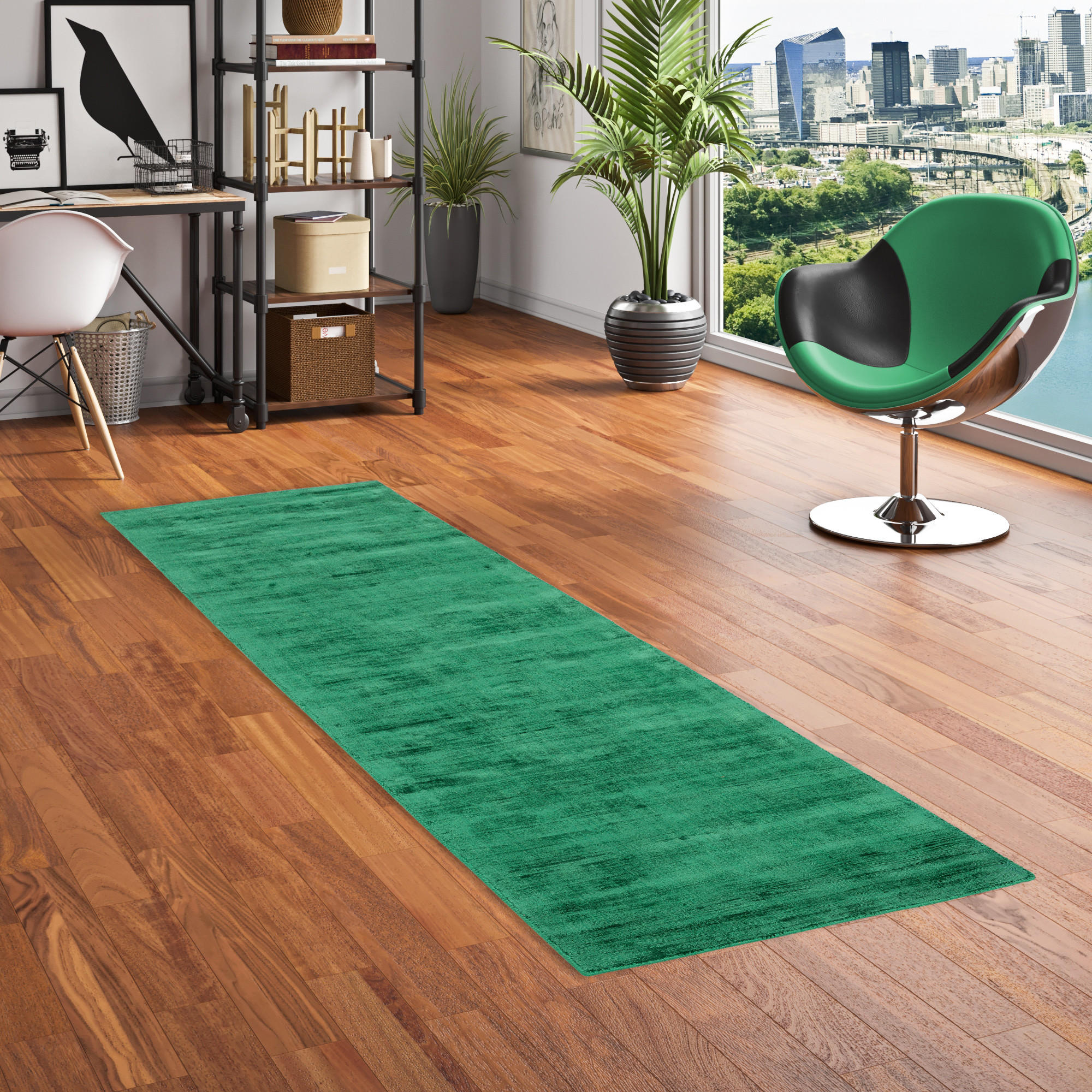 LUXUS DESIGNER TEPPICH LÄUFER ROMA - Dunkelgrün, Textil (90/160cm) - Pergamon