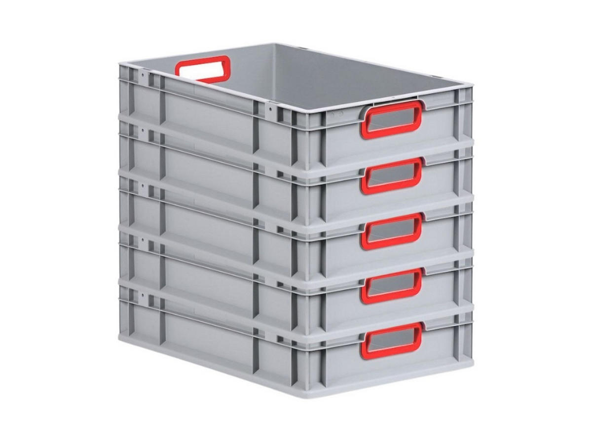 EUROBOX 5x Nextgen Color 12x40x60cm 23 Liter Griffe Rot Offen - Rot, Kunststoff (40/12/60cm) - PROREGAL
