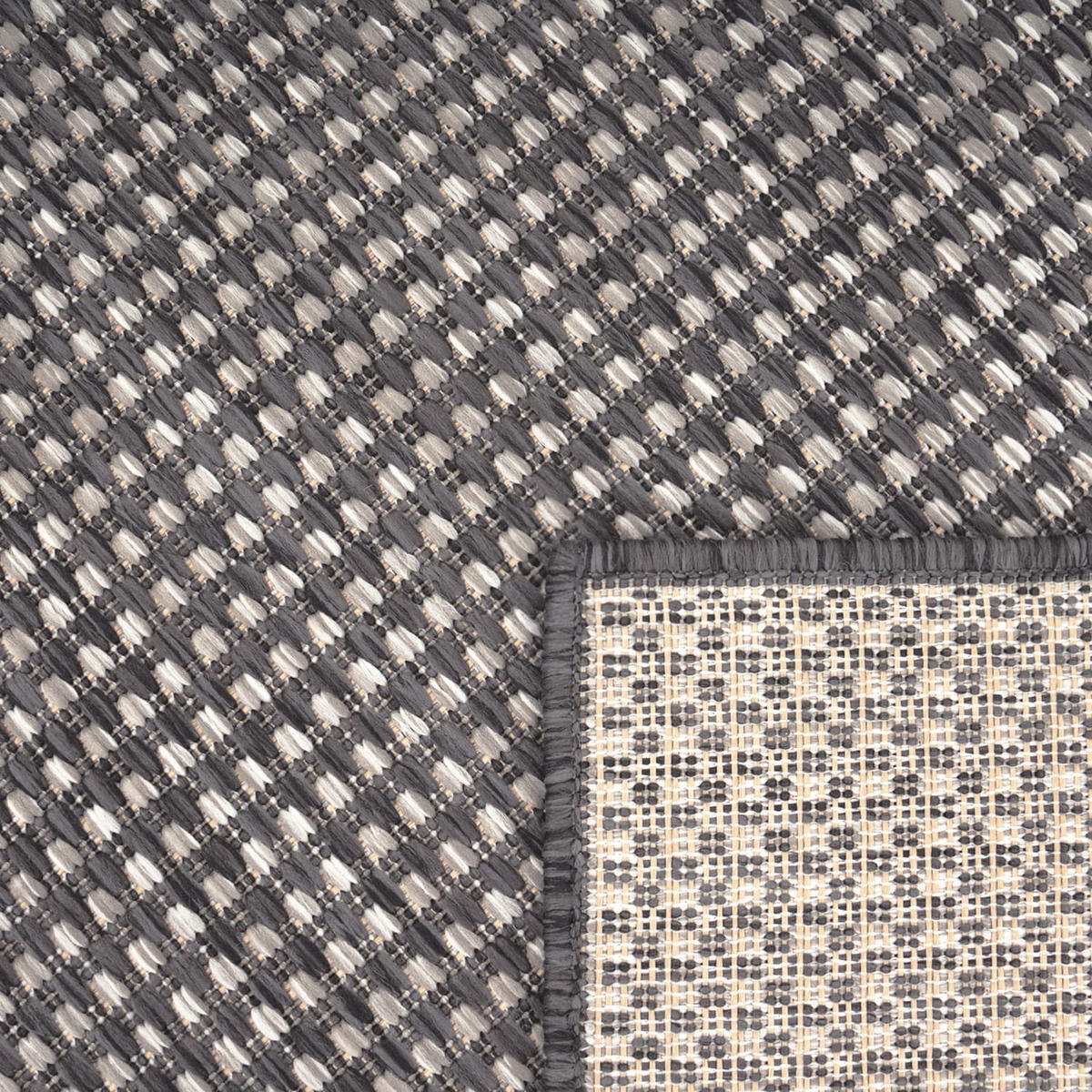 OUTDOOR Teppich Natur Balkon, Terrasse schmutzabweisend Anthrazit Läufer 60x100 - Anthrazit, Textil (60/100cm) - KADIMA DESIGN