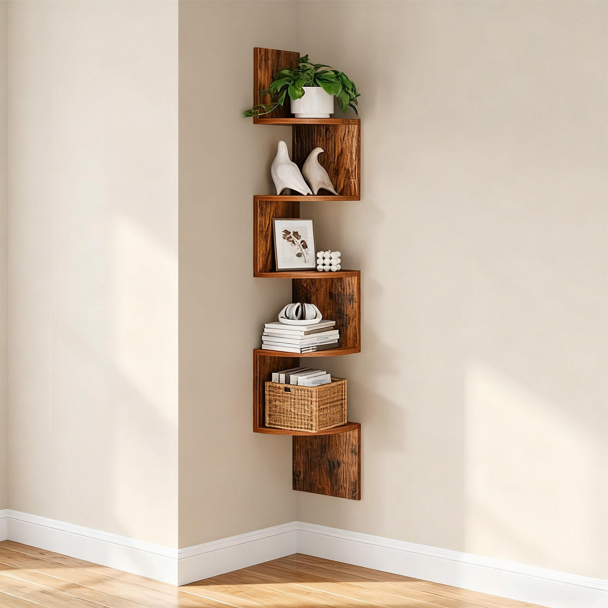 ROHOVÝ reg. - hnedá, kompozitné drevo (20/125/20cm) - Relaxdays