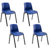 STUHL 4er Set Kunststoff blau - Blau/Schwarz, Kunststoff/Metall (47/76/52cm) - CLP