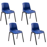 STUHL 4er Set Kunststoff blau - Blau/Schwarz, Kunststoff/Metall (47/76/52cm) - CLP