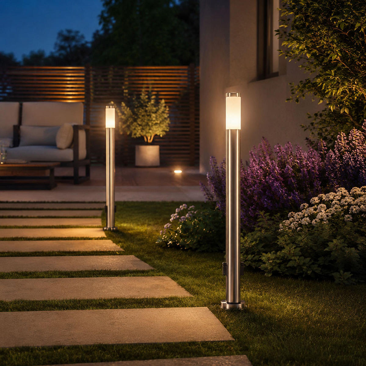 LED STEHLEUCHTE Edelstahl Silber 2er Set - Silberfarben, Metall (12.7/12.7/110cm) - Globo Lighting