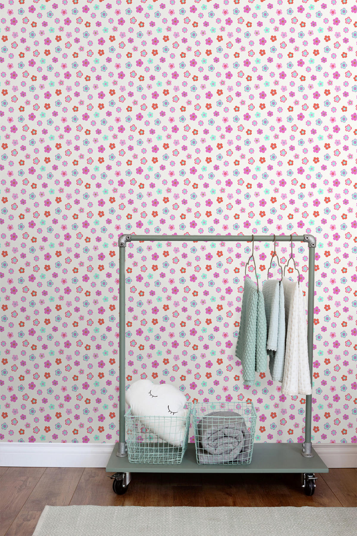 TAPETE Blumenmuster 53 cm x 10.05 m - Pink, Papier (53/0.1cm) - ESTAhome