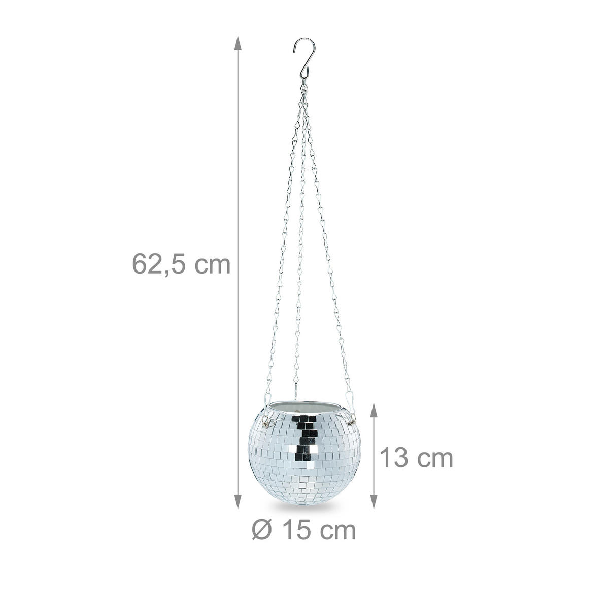 DISCOKUGEL-PFLANZENTOPF - Silberfarben, Glas/Metall (13cm) - Relaxdays