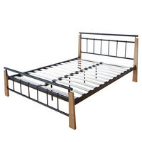 METALLBETT 160/200 cm in Schwarz Natur mit Lattenrost - Schwarz/Naturfarben, Metall (160/200cm) - Homestyle4u