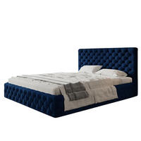 POLSTERBETT SIM 8 mit Kopfteil, 160 x 200 cm mit Bettkasten und Lattenrost aus Holz, Velourstoff, Farbe: Blau - Blau, Holz/Kunststoff (160/200cm) - Sepro Meble
