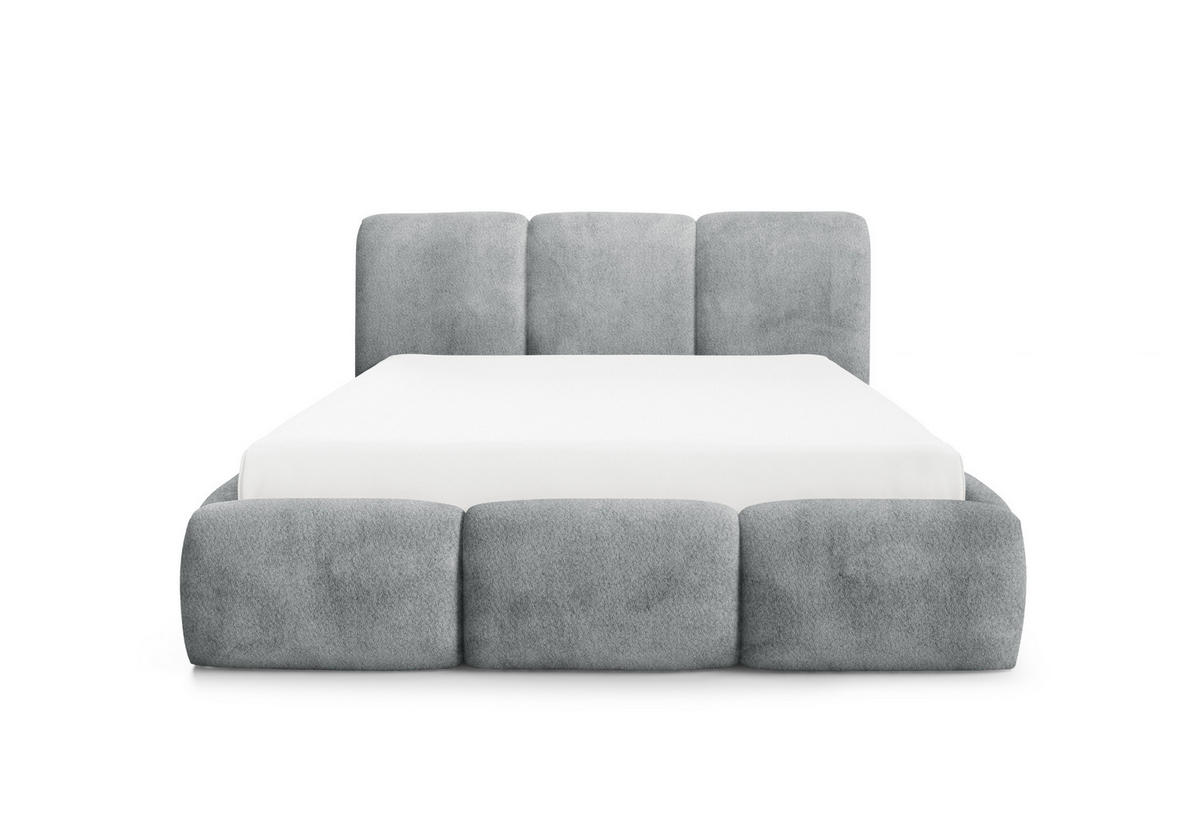 POLSTERBETT mit Stauraum Bouclé-Stoff 200x200 cm in Grau - Grau, Textil (200/200cm) - Home Collective