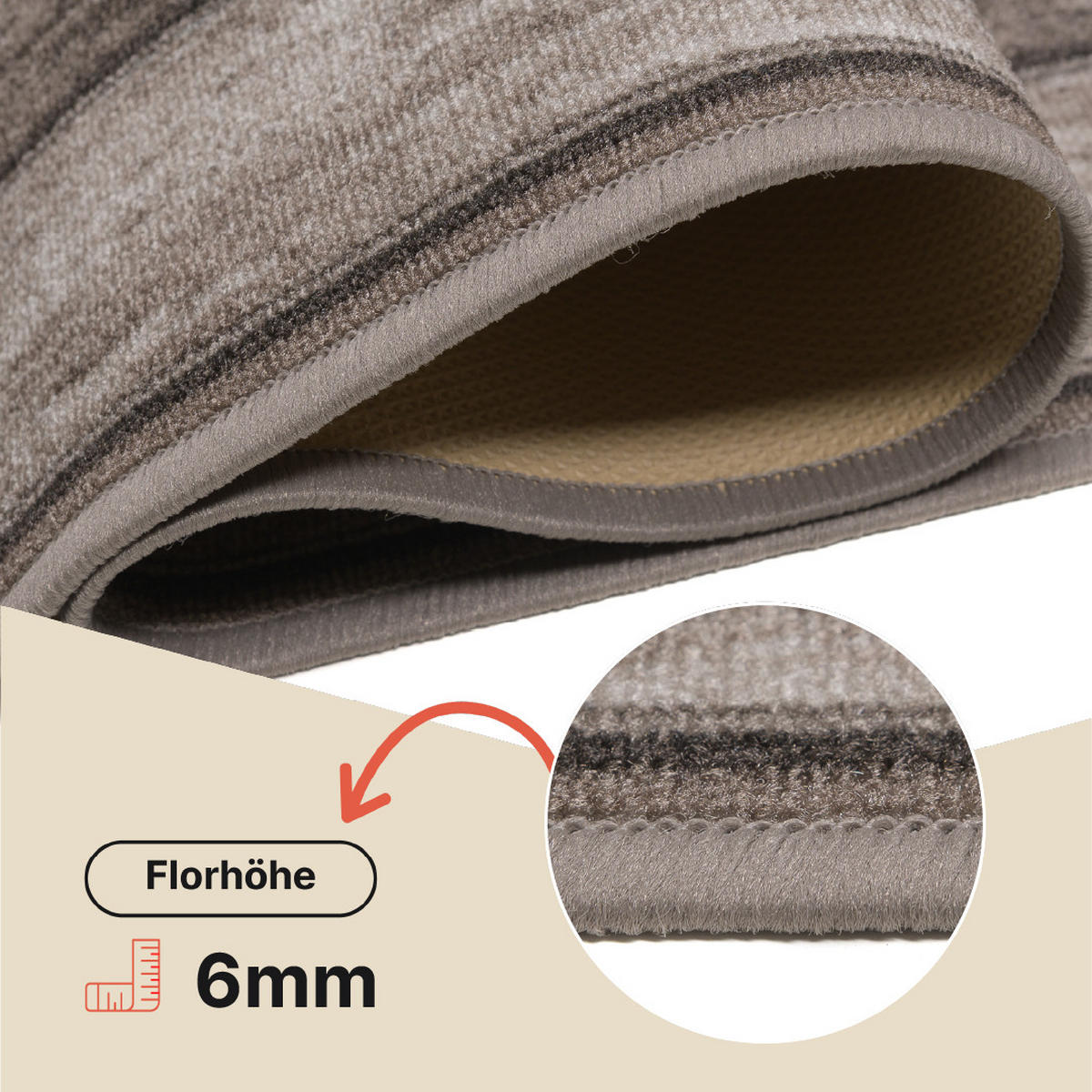 TEPPICHLÄUFER Anti-Rutsch Taupe rutschfest Gummiunterlage 100/500 cm - Taupe, Textil (100/500cm) - Tapiso