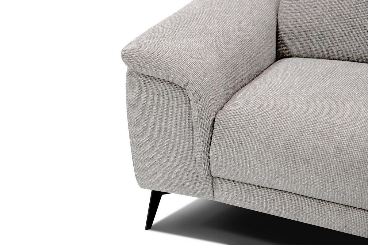 RELAXSOFA FIERO 3-Sitzer mit 1 Relaxfunktion, hellgrau - Hellgrau/Schwarz, Holzwerkstoff/Textil (212/82/103cm) - Courtois Laville