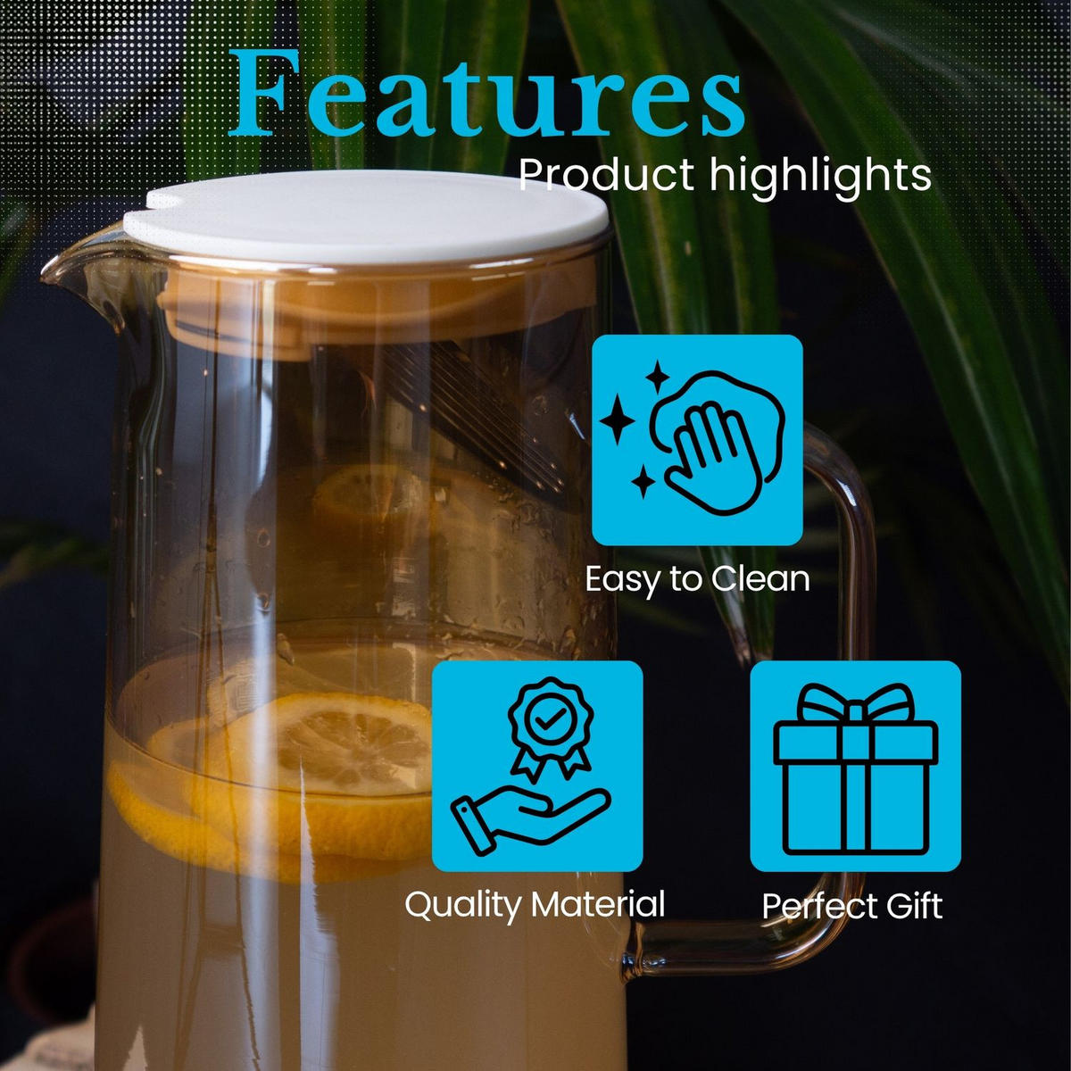 KARAFFE 1.4 Liter - Gelb, Glas (1.7L) - Intirilife