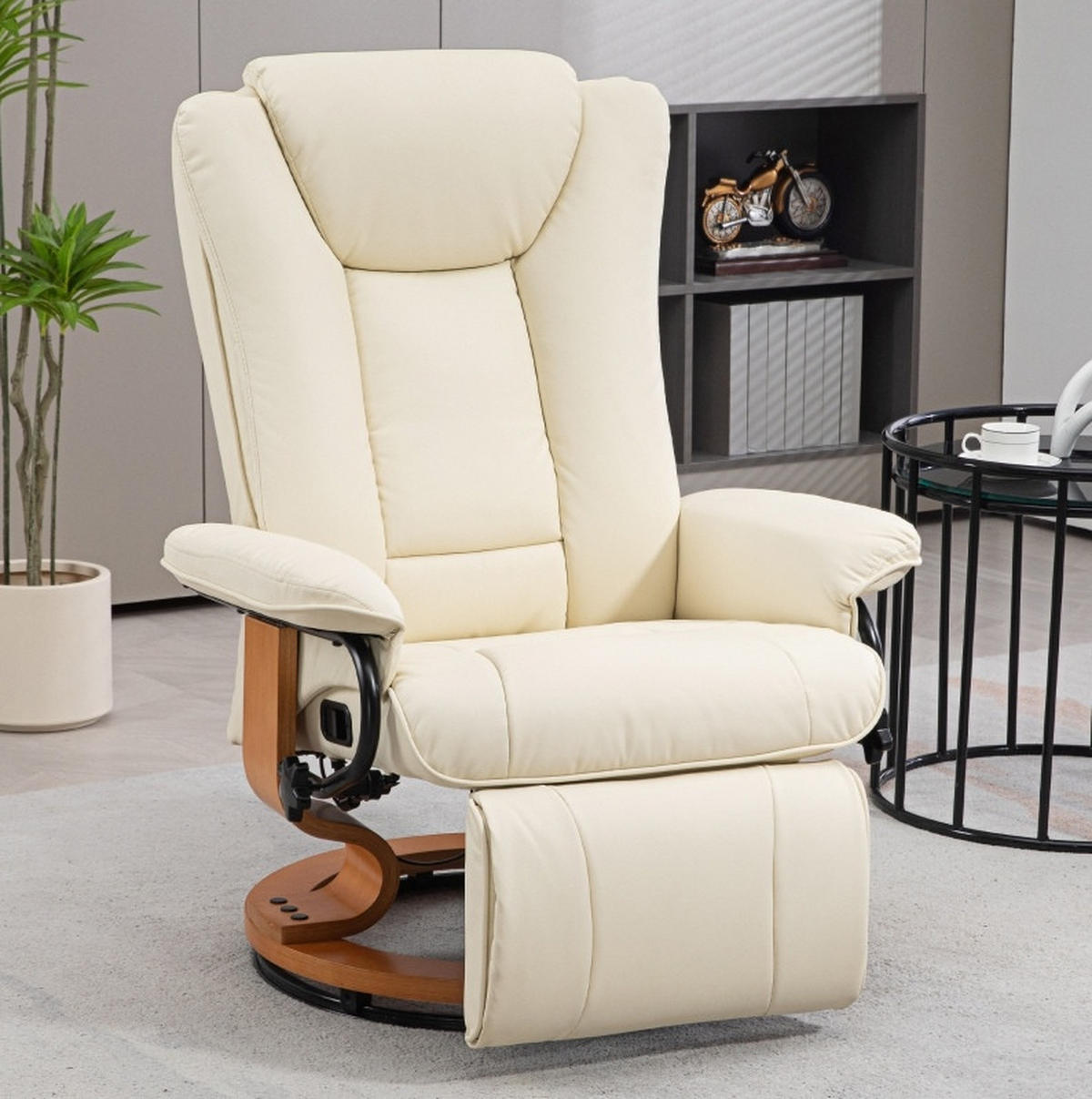 RELAXSESSEL 88/78/103 cm manuell mit Fußteil und 360°-Drehfunktion - Creme, Kunststoff (88/103/78cm) - BEAOK