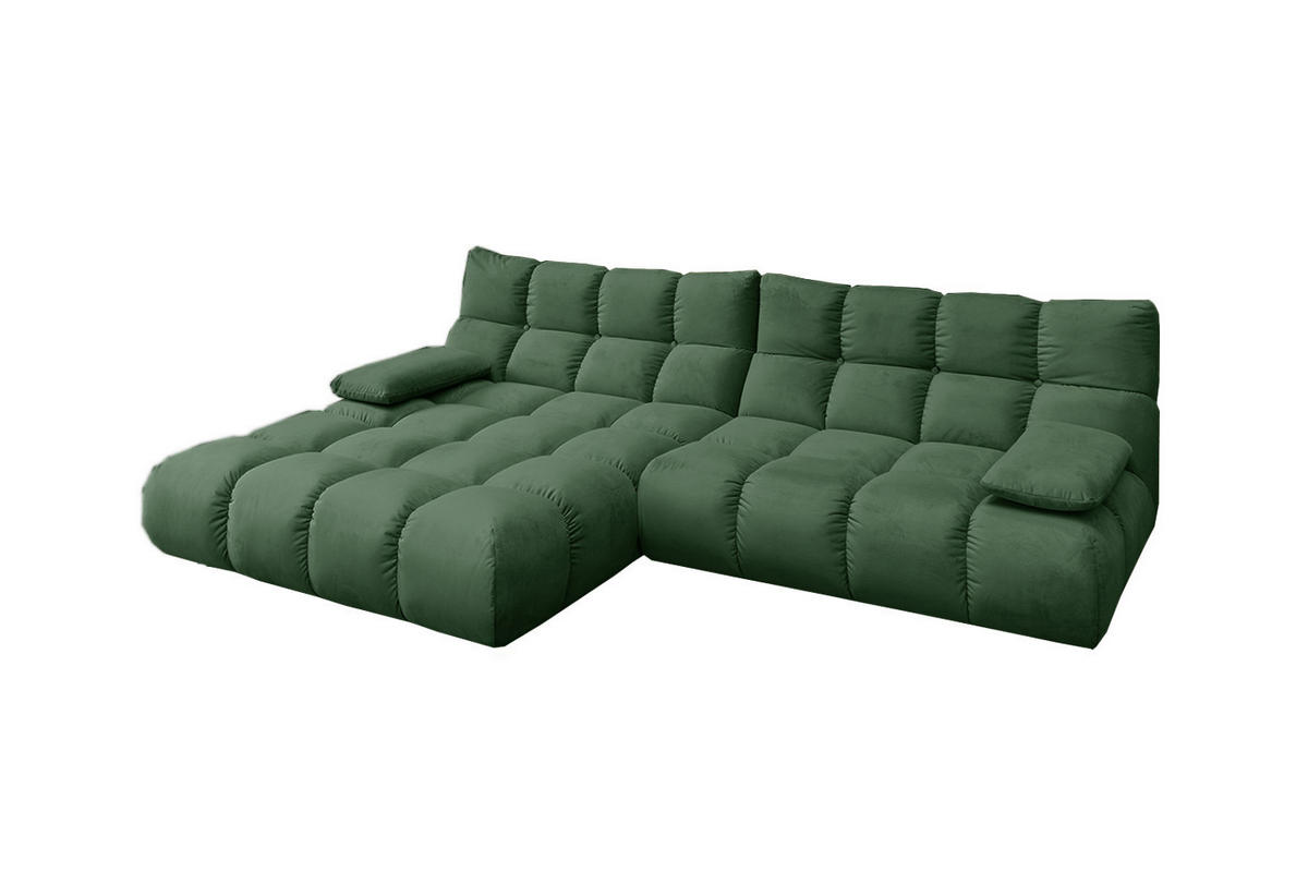 ECKSOFA VIVIEN Smaragdgrün Velvet - Smaragdgrün/Schwarz, Kunststoff/Textil (290/178cm) - KAWOLA