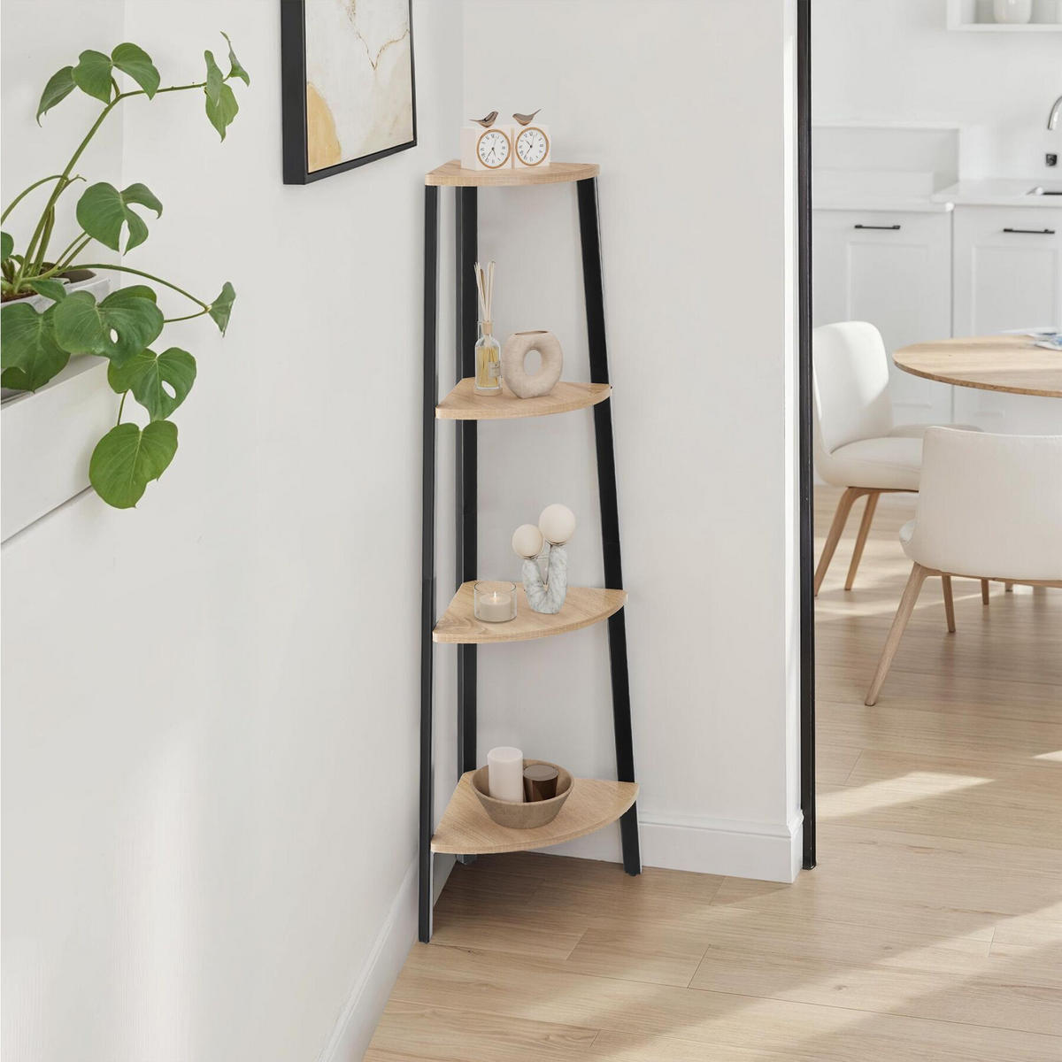 ECKREGAL Newbridge,inklusive Kippschutz, 34 x 34 x 125 cm,Industrial Holz hell, Eiche Sonoma - Naturfarben, Holzwerkstoff (34/125/34cm) - tectake