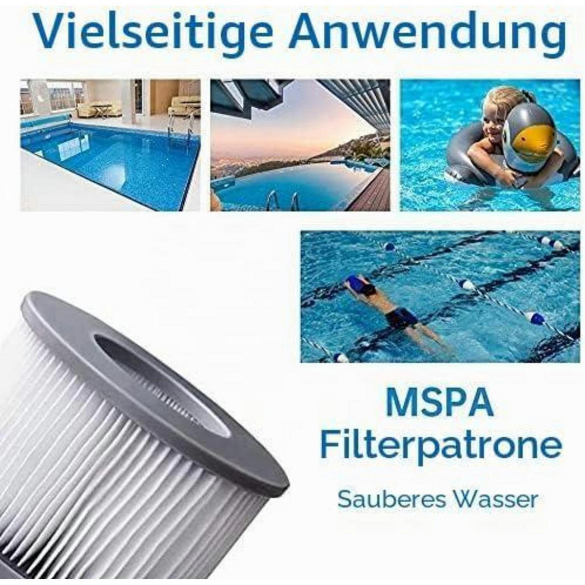 FILTERKARTUSCHE 4er Set für Whirlpools und Spas - Grau, Kunststoff (10.5/6.7/10.5cm)