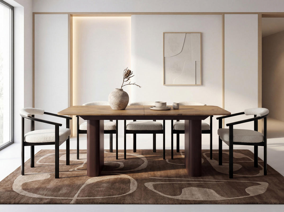 ESSTISCH Riven rechteckig ausziehbar verlängerbar mit Butterfly-Auszug, Eiche Hell Braun 180-276/90/76 cm - Eichefarben/Braun, Holzwerkstoff/Metall (90/276/76cm) - WFL GROUP
