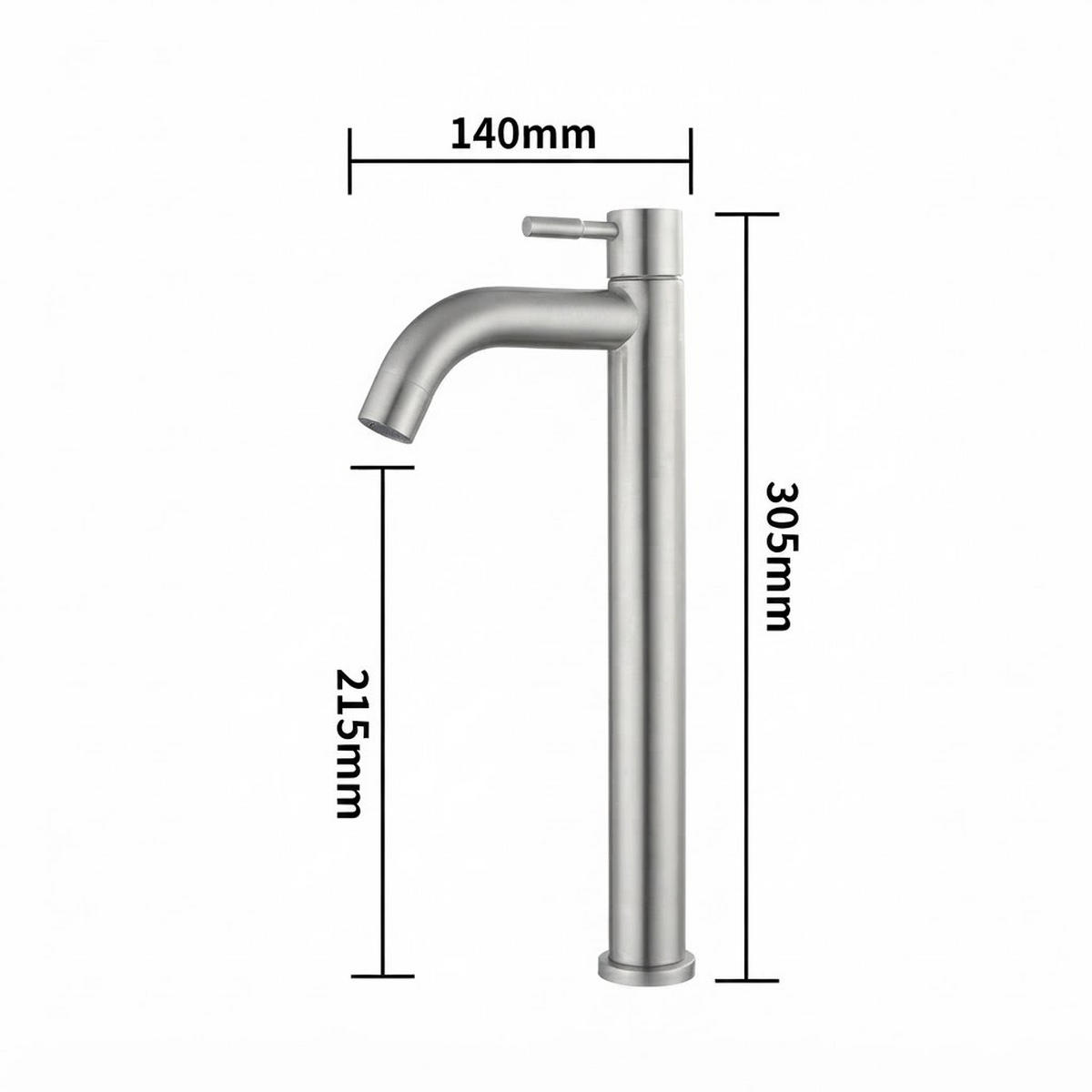 BADARMATUR mit 60 cm Schlauch, 305 x 145 mm, silber - Silberfarben, Metall (38/5/18cm) - Vallsero