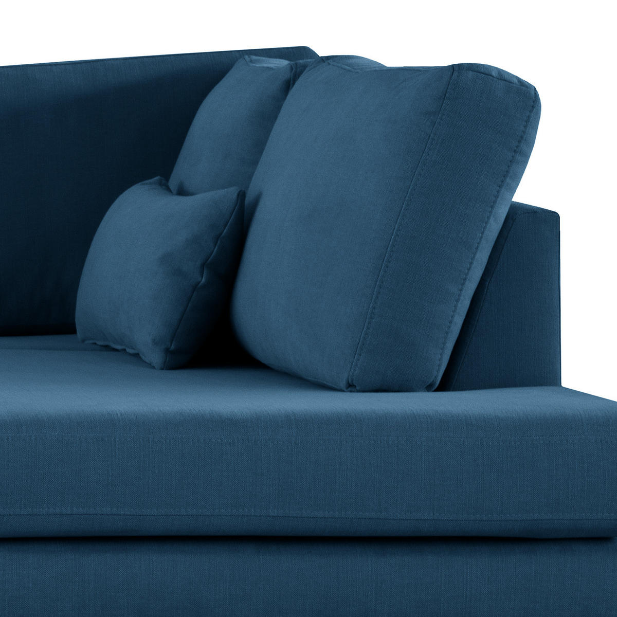 ECKSOFA mit Ottomane - Blau/Buchefarben, Buchenholz/Textil (287/219cm) - home24