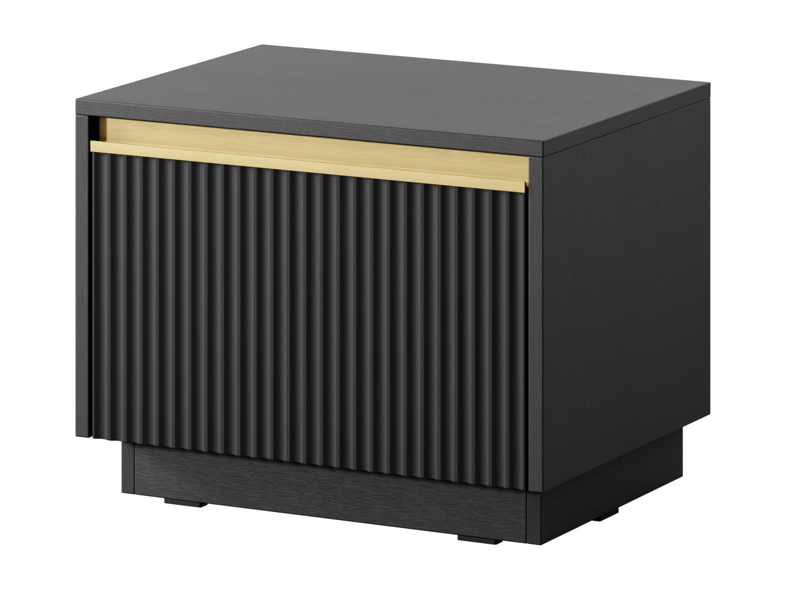 NACHTSCHRANK 54 cm Baron mit Schublade - gold accessories, Schwarz - Schwarz, Holz (54/42/39cm) - Emporius