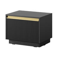 NACHTSCHRANK 54 cm Baron mit Schublade - gold accessories, Schwarz - Schwarz, Holz (54/42/39cm) - Emporius