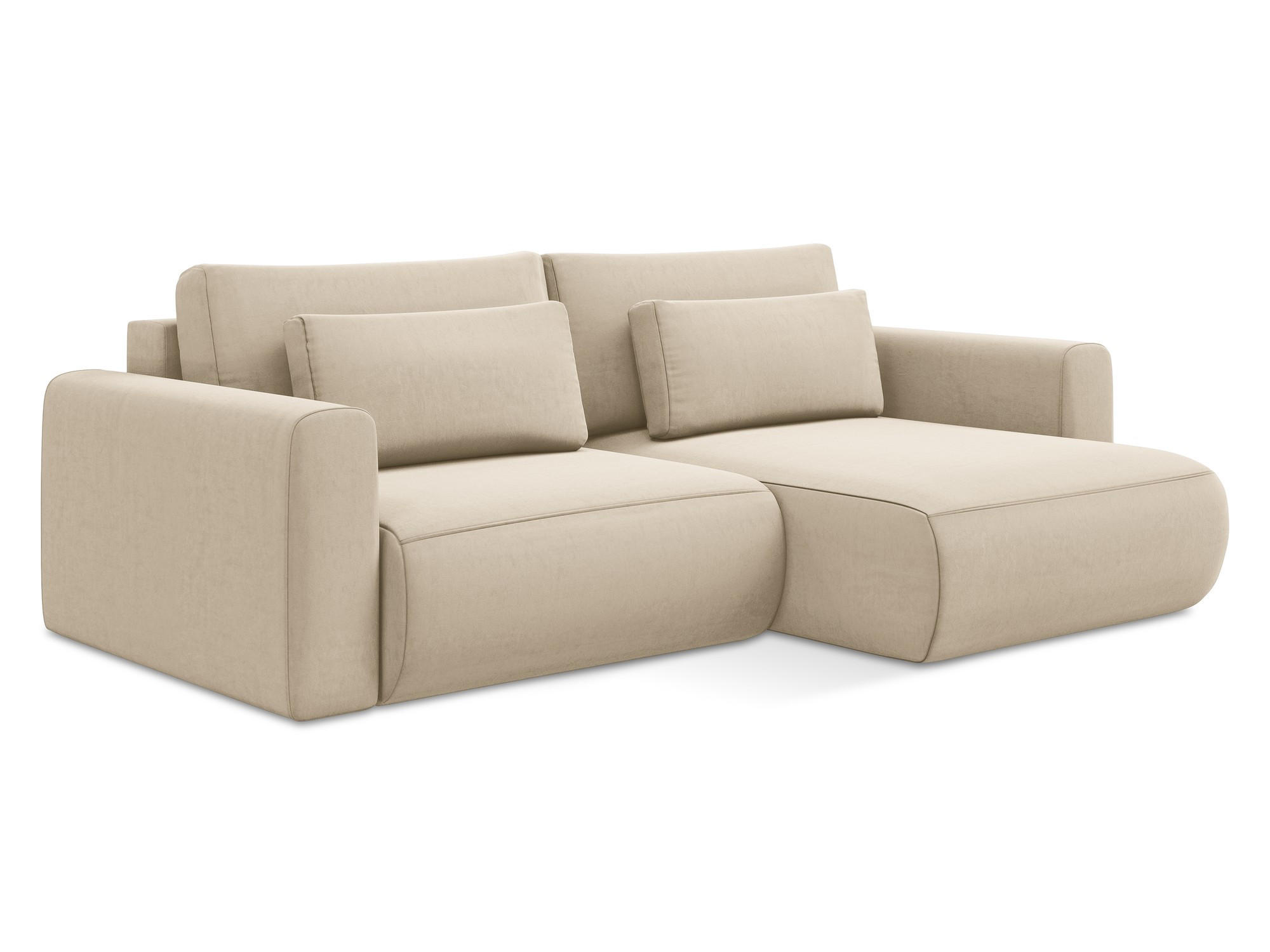 ECKSOFA mit Schlaffunktion Samt Stoff Beige - Beige/Creme, Kunststoff/Textil (240/149cm) - Makamii