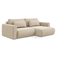 ECKSOFA mit Schlaffunktion Samt Stoff Beige - Beige/Creme, Kunststoff/Textil (240/149cm) - Makamii