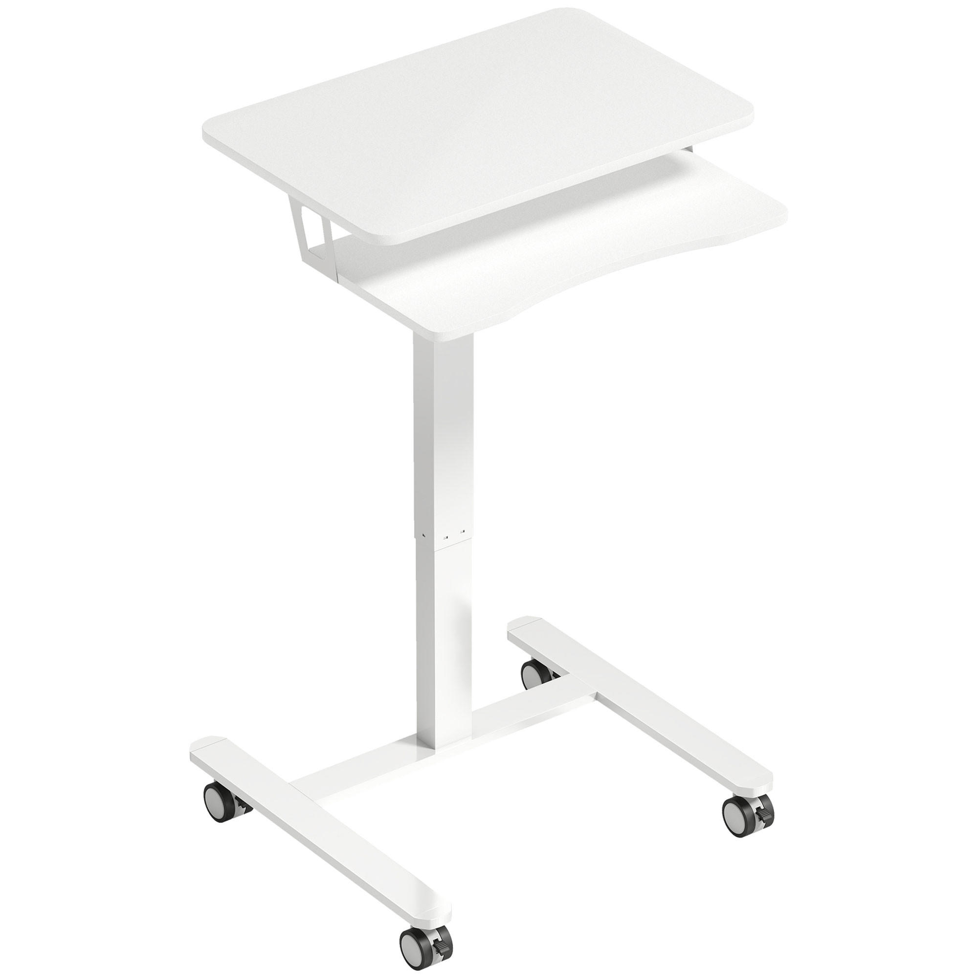 STOLEK NA NOTEBOOK s kolečky MDF ocel bílý - bílá, kov/kompozitní dřevo (65/60/107cm) - HOMCOM