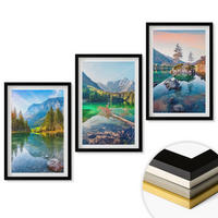 WANDBILDER 3er-Set - 40x60 cm Schwarzer Rahmen - Naturlandschaft der Bergseen - Schwarz, Kunststoff (40/60cm) - ArtPrintCave