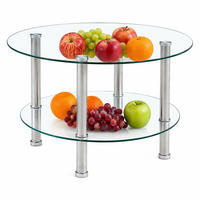 COUCHTISCH in Silver zweistufiger Glascouchtisch mit leichtem Luxusdesign für Wohnzimmer, B70/T70/H42 cm - Transparent/Silberfarben, Glas/Holzwerkstoff (70/70/42cm) - STILVORA