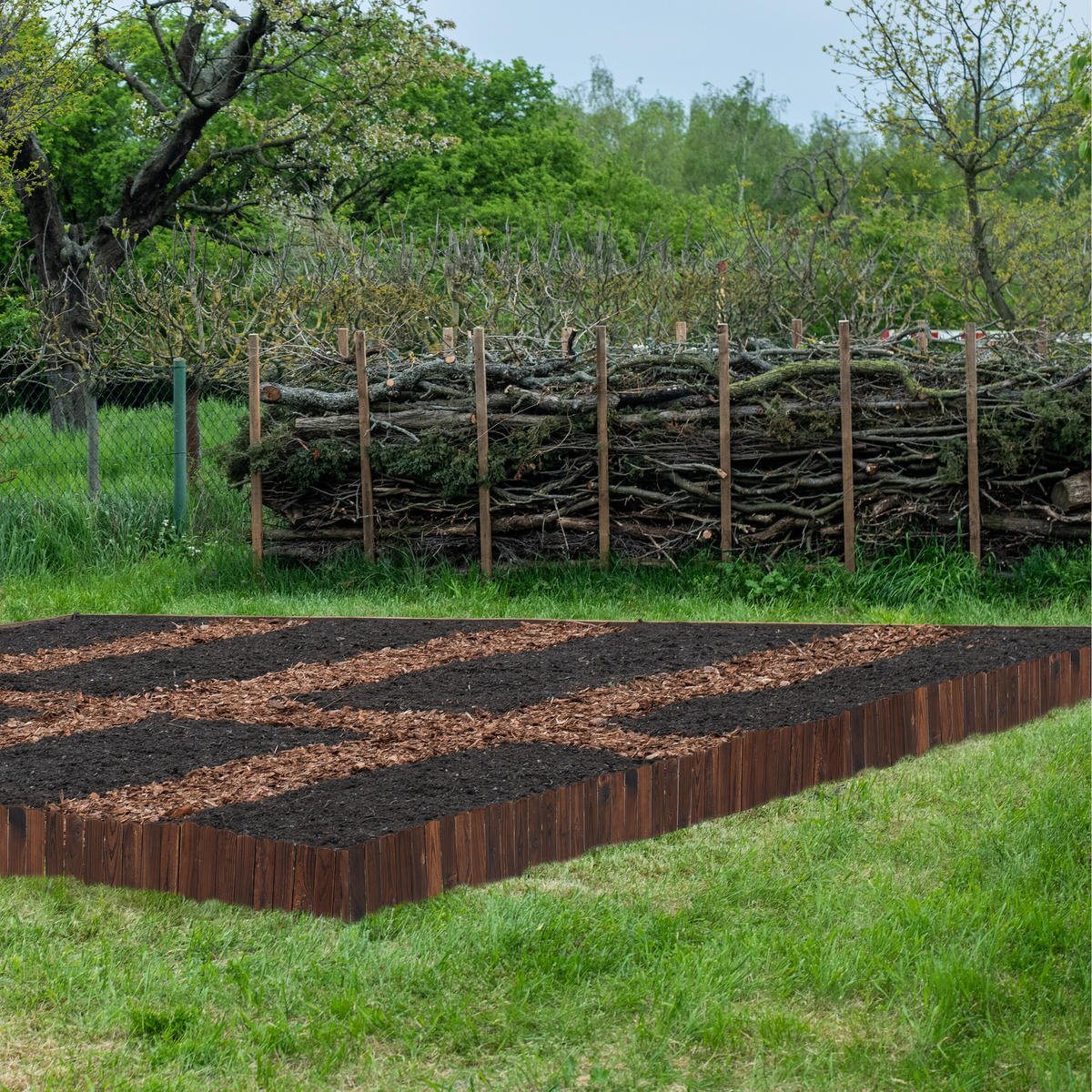 BEETEINFASSUNG - Dunkelbraun, Holz (200/35/1cm) - Relaxdays