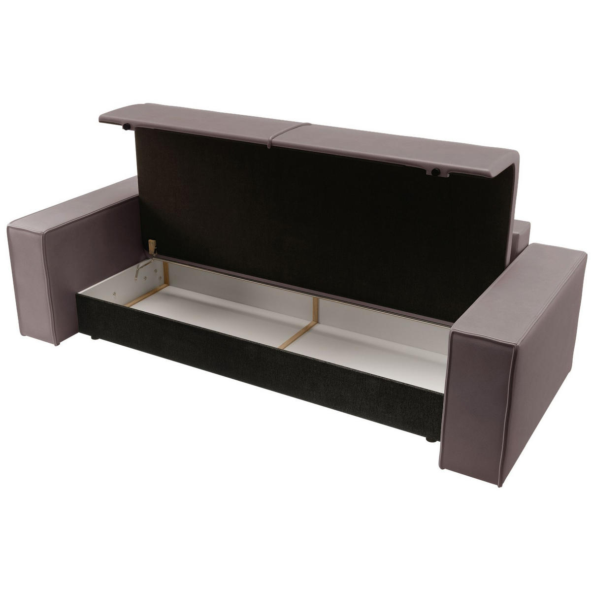 3-SITZER SCHLAFSOFA Farese Cuero Dunkelbeige, Kunstleder - Beige/Schwarz, Kunststoff/Textil (257/86/102cm) - Selsey