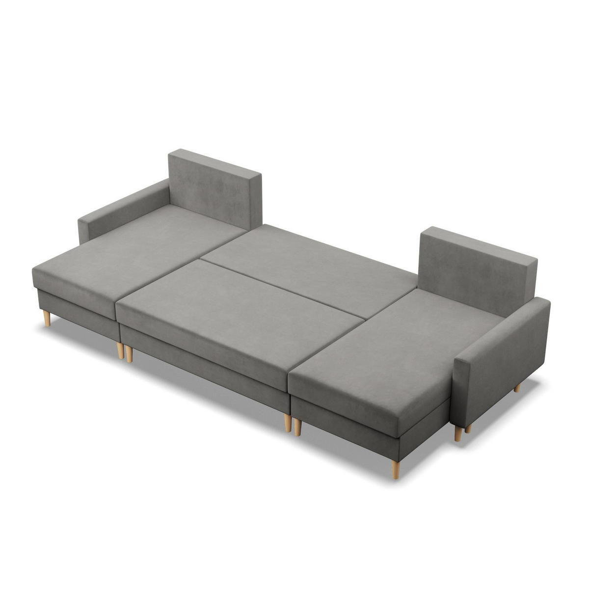U-ECKSOFA MIT SCHLAFFUNKTION BLANK, Hellgrau - Grau, Textil (294/88/140cm) - Mebligo