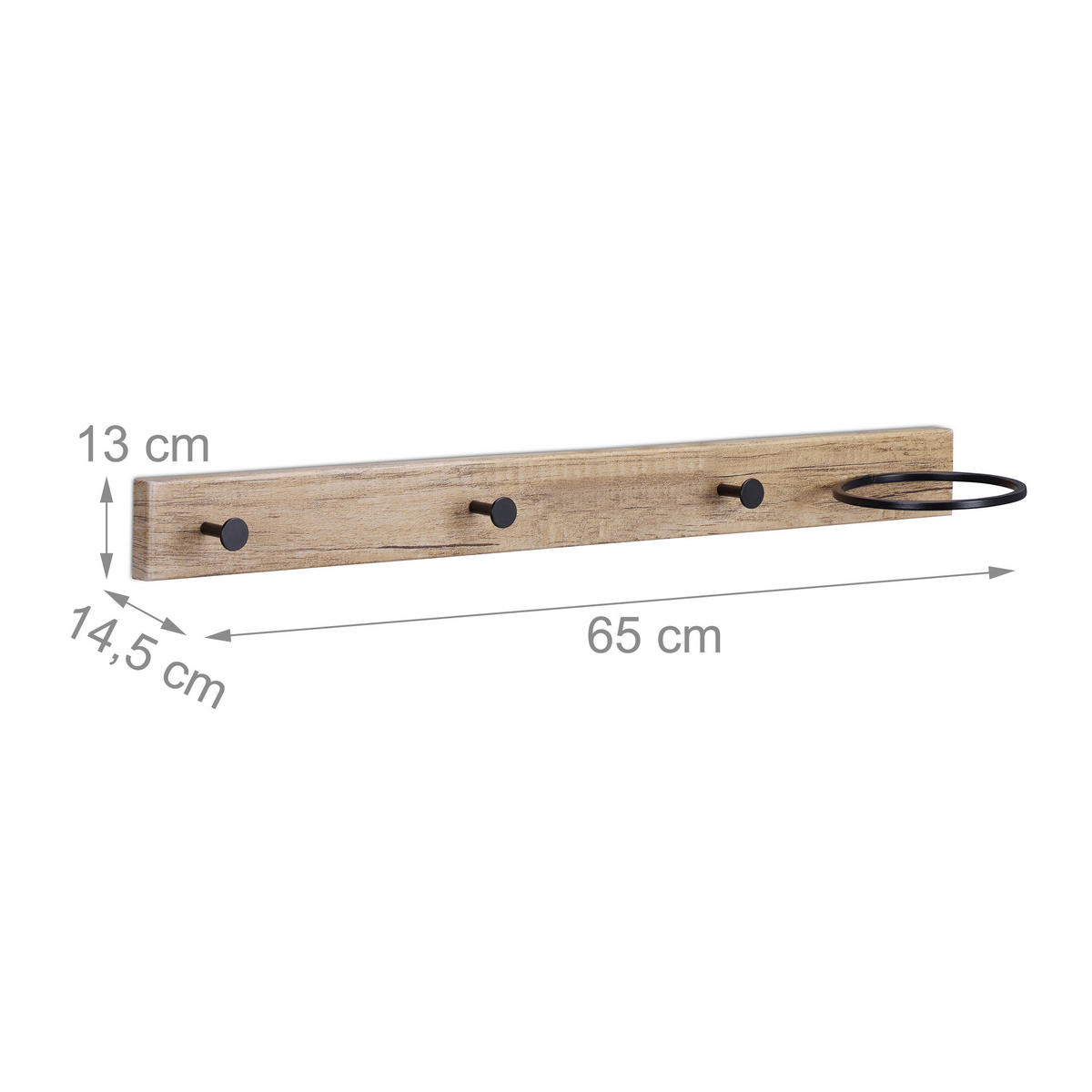 GARDEROBENLEISTE - Hellbraun, Holzwerkstoff/Metall (65/13/14.5cm) - Relaxdays