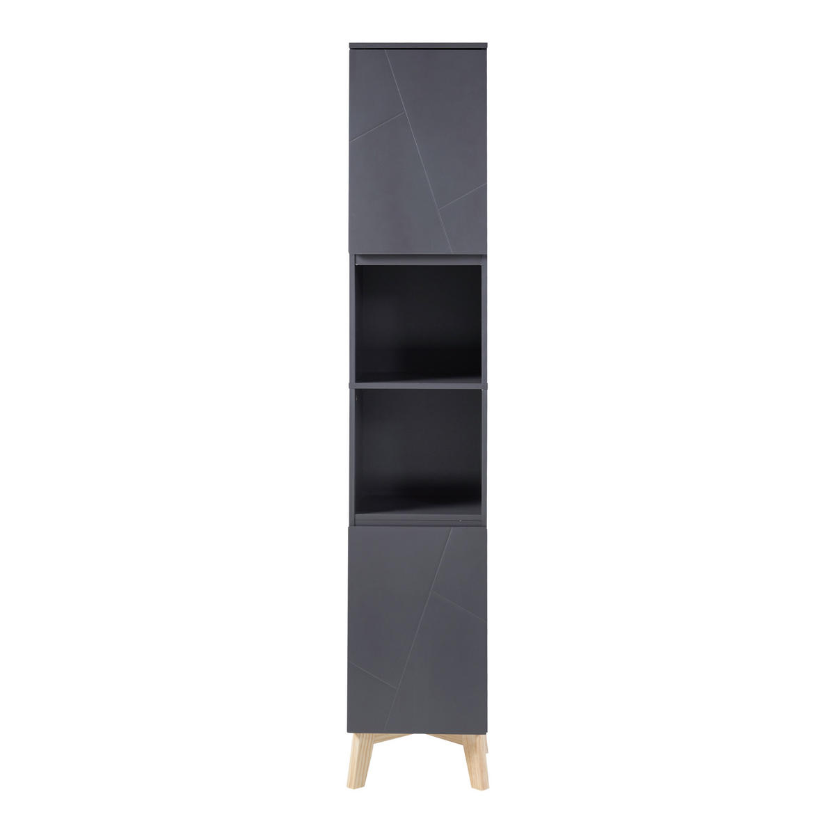 HOCHSCHRANK Overath - Naturfarben/Grau, Eichenholz/Holzwerkstoff (30/160/30cm) - [en.casa]