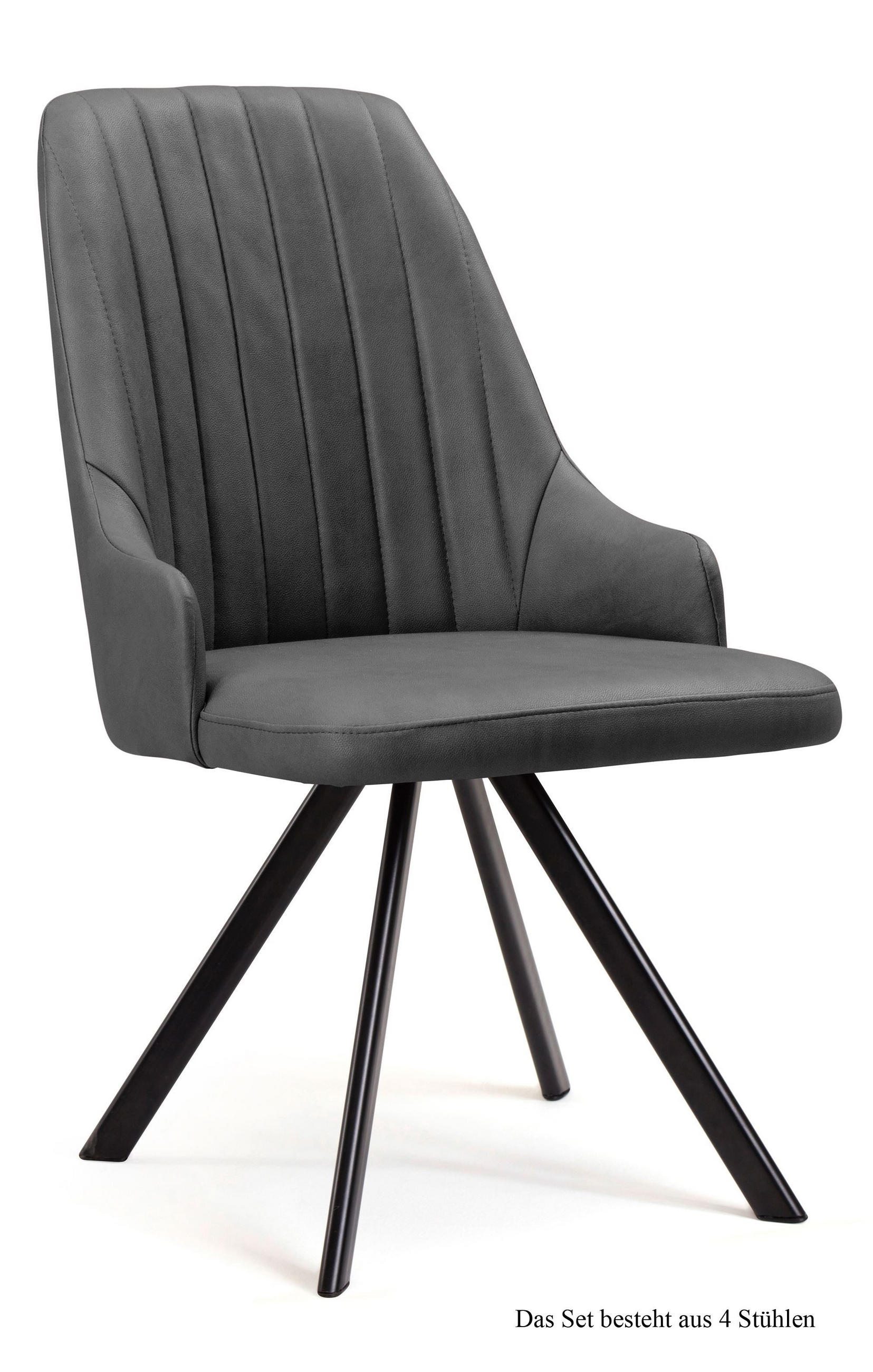 ESSZIMMERSTUHL drehbar (4er-Set) Devyn 52x91x60 Schwarz/Grau - Schwarz/Grau, Kunststoff (60/91/52cm) - 58aufmkessel