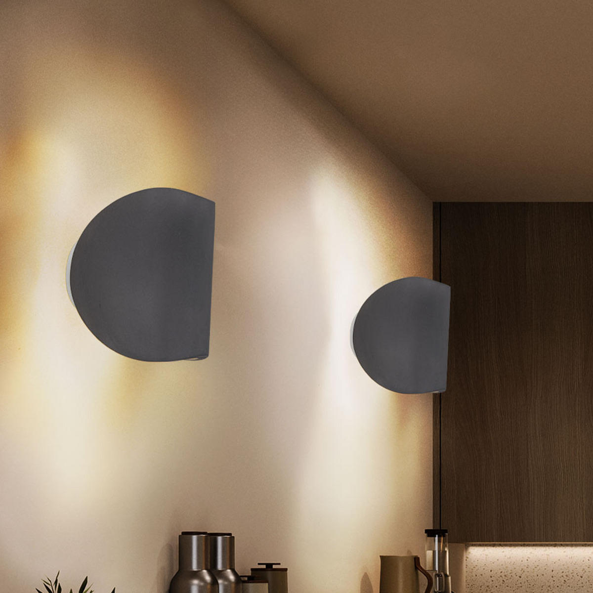 LED WANDLEUCHTE TIMO Beton Grau - Grau, Metall (12.6/15.7/12.4cm) - Globo Lighting