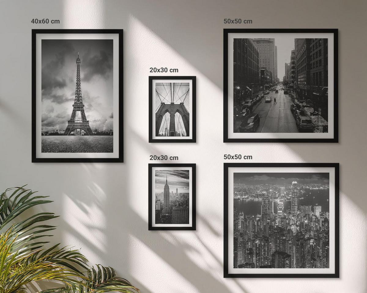 WANDBILDER 5er-Set - 50x50 cm & 20x30 cm & 40x60 cm Schwarzer Rahmen - Sommerstrände, Meereslandschaft - Schwarz, Kunststoff (40/60cm) - ArtPrintCave