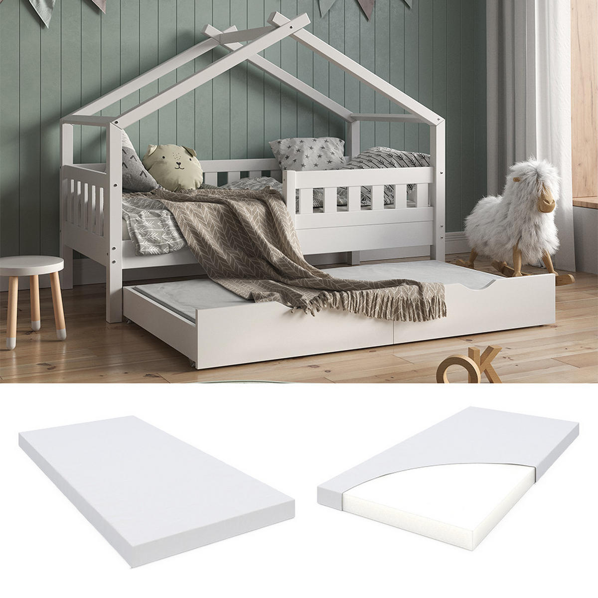KINDERMATRATZE Weiß 80 x 150 cm H2 Härtegrad - Weiß, Textil (80/150cm) - VitaliSpa