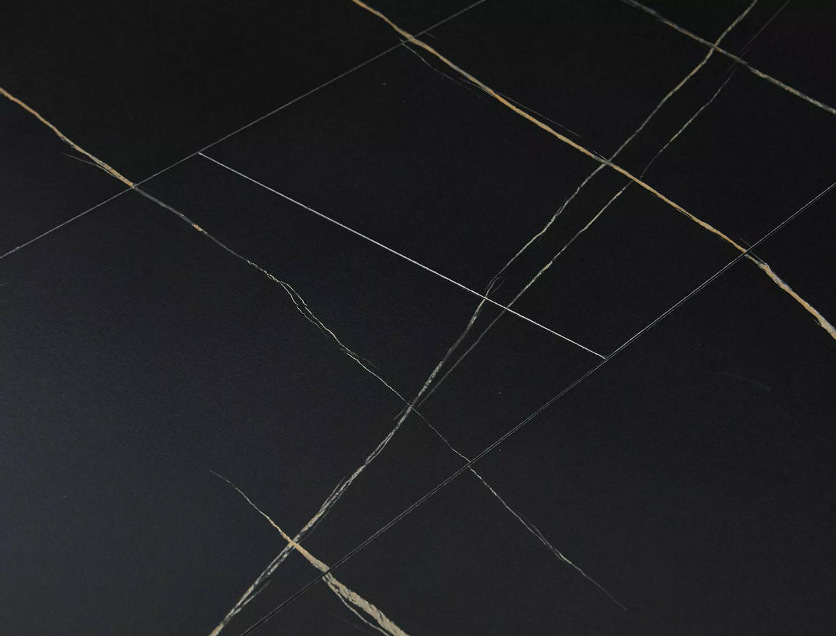 ESSTISCH Gaston Schwarz Marmor / Schwarz 100-135 / 100 / 75cm - Schwarz, Holz/Holzwerkstoff (100/100/75cm) - Feldmann-Wohnen