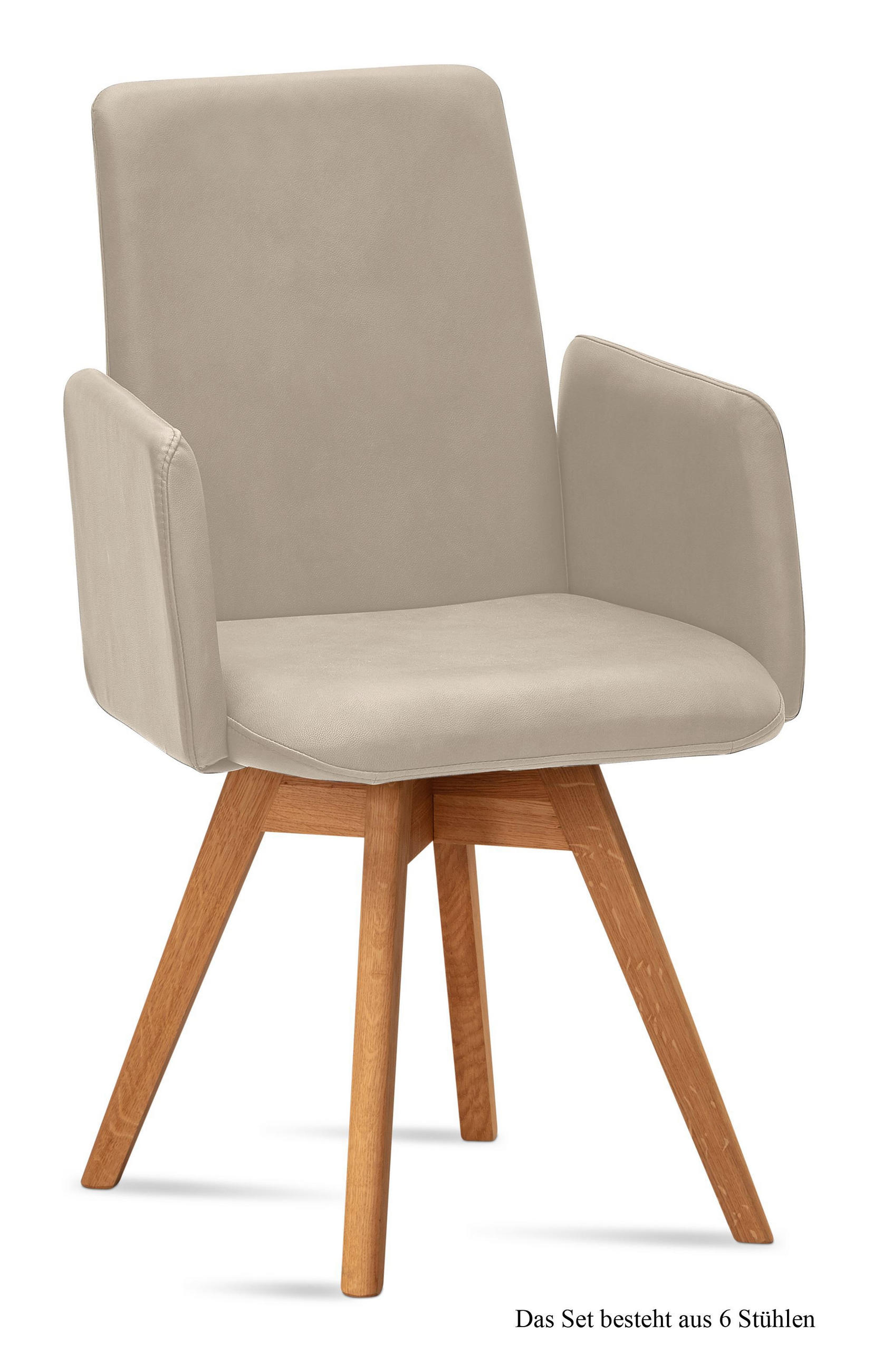 ARMLEHNSTUHL drehbar (6er-Set) Donny 52x92x60 Eiche geölt/Natur - Eichefarben/Naturfarben, Kunststoff (60/92/52cm) - 58aufmkessel
