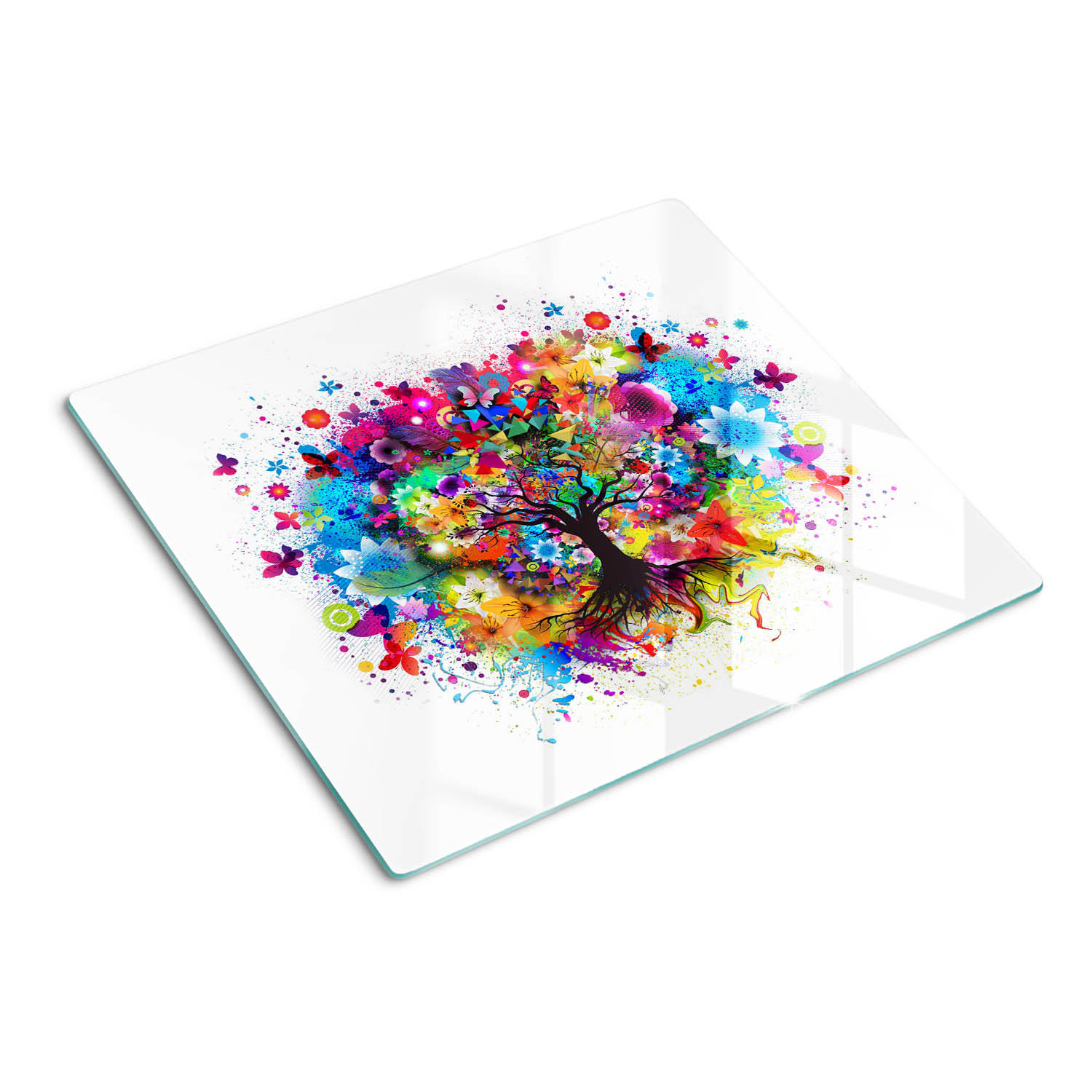 GLASPLATTE 60x52 cm Bunter Baum - Multicolor, Glas (60/0.4/52cm) - TULUP