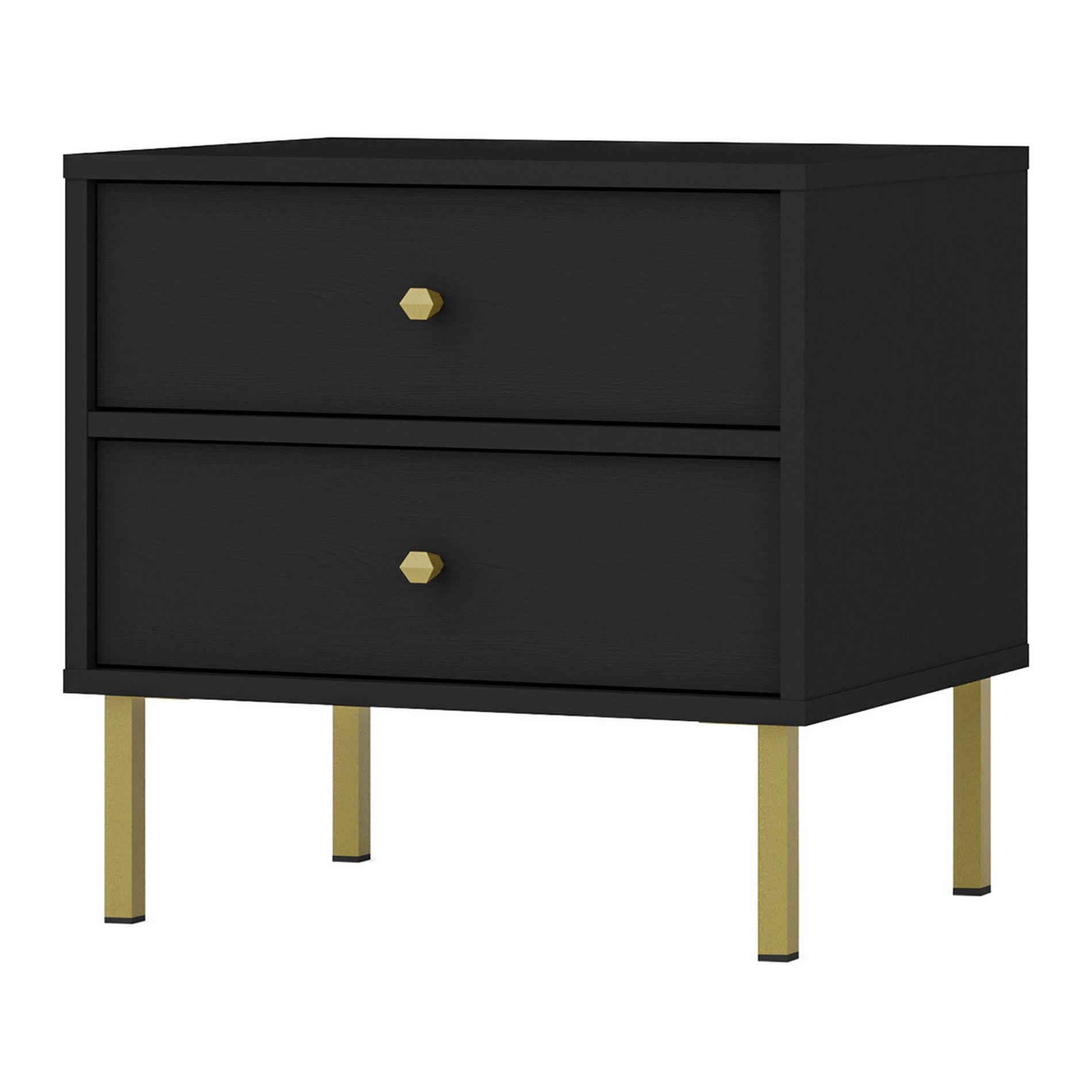 NACHTTISCH Oktio Schwarz-Graphit 52 cm - Goldfarben/Schwarz, Holzwerkstoff/Metall (51.8/50/40.8cm) - Selsey