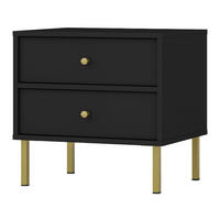 NACHTTISCH Oktio Schwarz-Graphit 52 cm - Goldfarben/Schwarz, Holzwerkstoff/Metall (51.8/50/40.8cm) - Selsey
