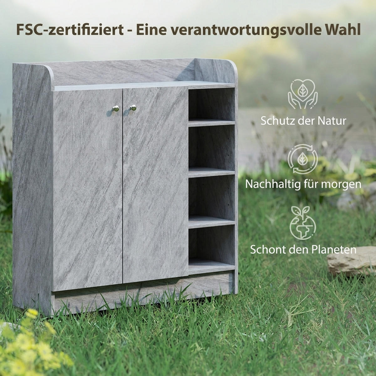 SCHUHSCHRANK Grau 30.0/83.0/90.0 cm - Grau, Holzwerkstoff (83/90/30cm)