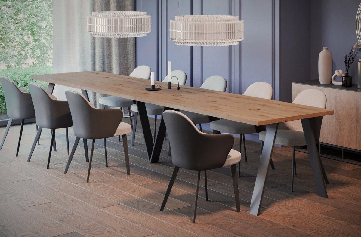 ESSTISCH XXL Lungo ausziehbar 130-405/90/75 cm - Eiche Artisan, Holzwerkstoff (130/90/75cm) - Endo-Moebel