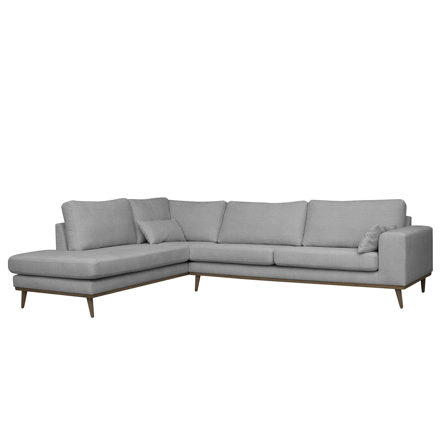 ECKSOFA mit Ottomane - Eichefarben/Grau, Textil (287/219cm) - home24